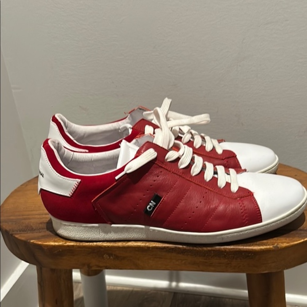 Luxury Costume National Men's Sneakers crimson red and white size 13